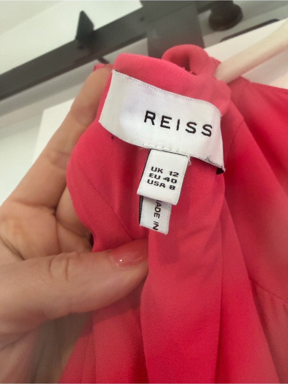 Reiss Two-Tone Pink and Red Long-Sleeve Belted Dress - Picture 7 of 7